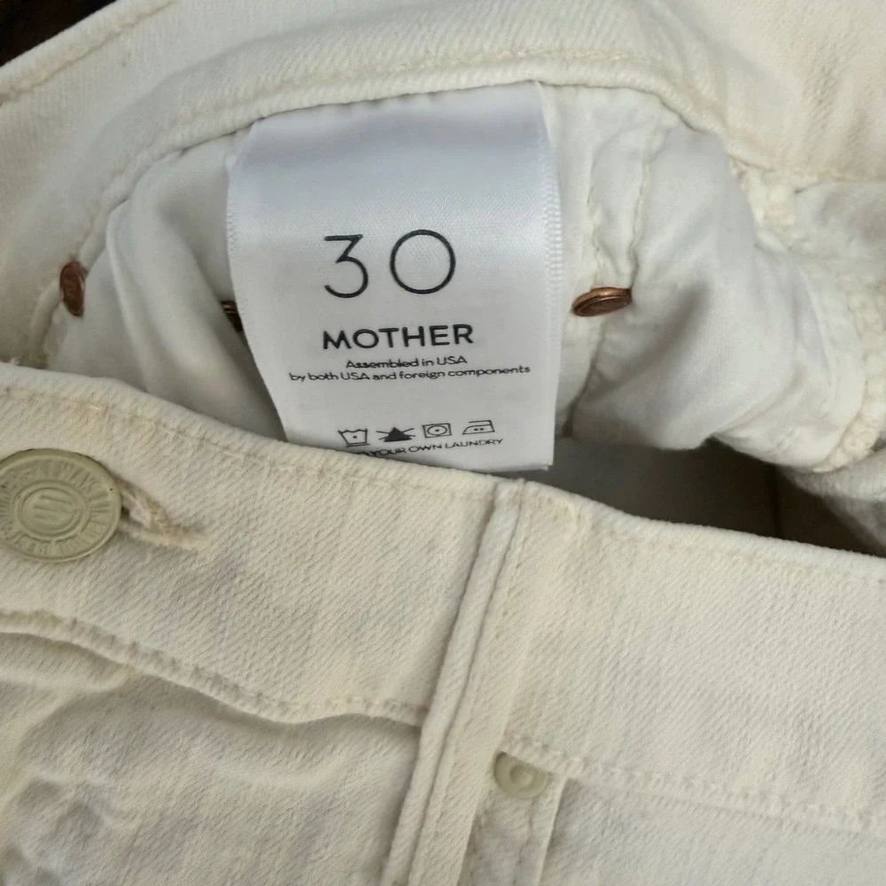 Mother The Sinner Short Fray Whipping The Cream Pink Racer White Denim Shorts 31